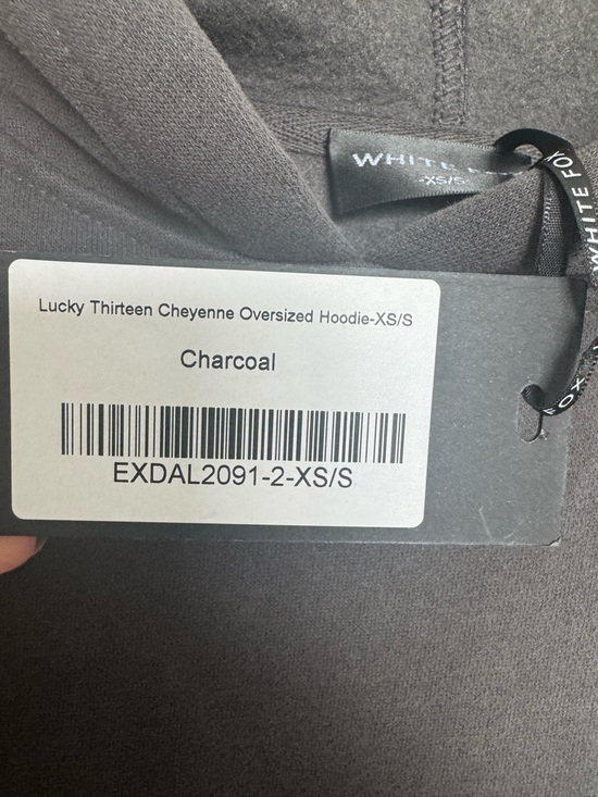 White Fox Boutique Charcoal “Lucky 13 Cheyenne” Hoodie NWT Size XS/S - Picture 8 of 8